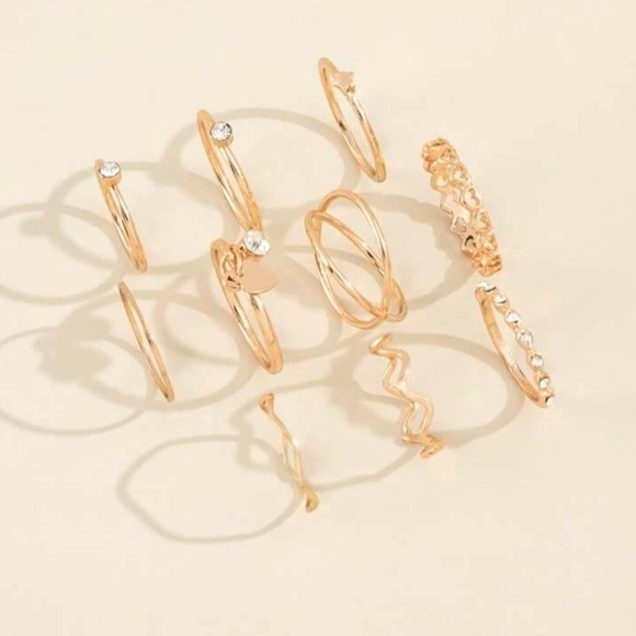 10 piece Rhinestone Ring Set - Picture 6 of 9